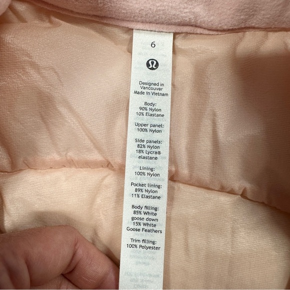 Lululemon Women’s Goose Down Feathers for It All Vest Full Zip in Pink Mist 6 - Picture 10 of 16